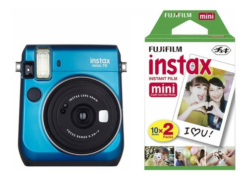 Cámara Instantánea Fuji Instax Mini 70 Polaroid 20 Foto Azul