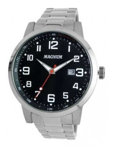 Relógio Masculino Magnum Pulseira Prata Aco Inox Ma32925t