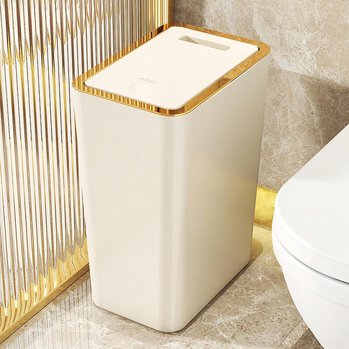 Papelera De Baño Con Tapa, Papelera Tipo Prensa, 12l