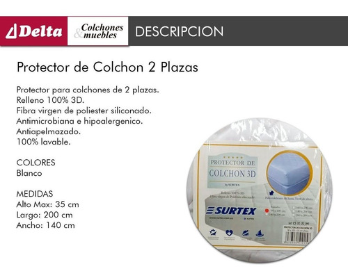 Delta Protector De Colchon De 2 Plazas De Poliester
