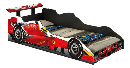 Cama Carro Formula 1 Solteiro Cores - Rede Móveis Cor Vermelho