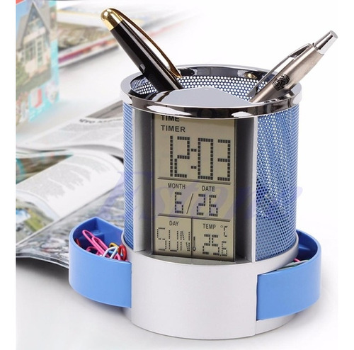 Desk Mesh Pen Pencil Holder Perpetual Calendar Office Suppli