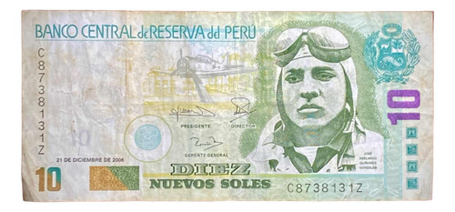 Billete 10 Nuevos Soles Peru 2006 Pick 179 B Avión