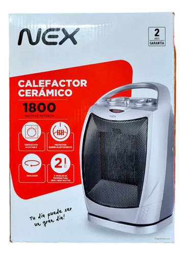 Estufa Calefactor Cerámico Nex 2 Niveles Oscilacion 1800w