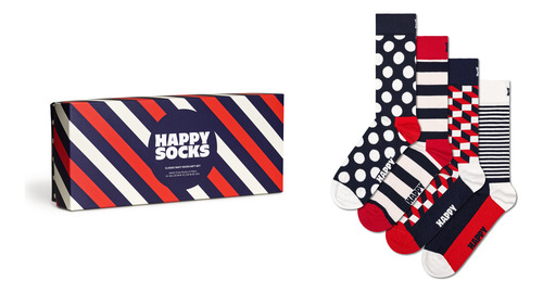 Pack De 4 Calcetines Clásicos Happy Socks Multicolor Estampado 26 Cm - 30 Cm Del Pie