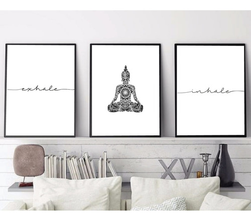 Trípticos - Cuadros 30x45 - Inhale Exhale Buda (setx3) Combo