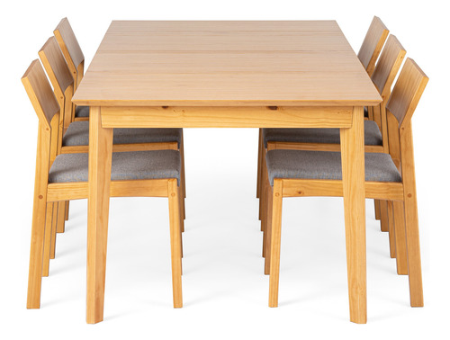 Conjunto Mesa De Jantar E 8 Cadeiras Less Em Madeira Amêndoa