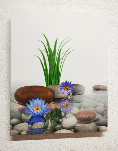 Cuadros De Piedras Con Flores Lilas 30 X 24 Cms