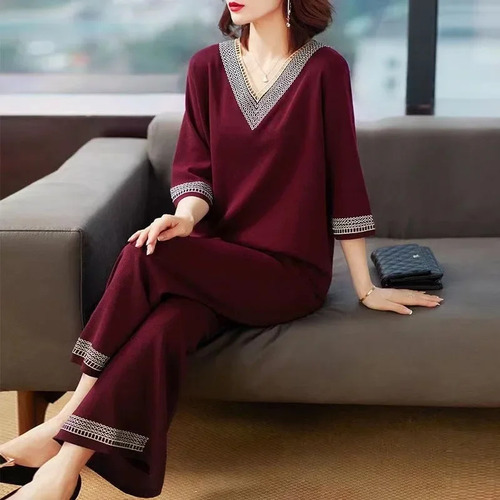 Elegante Conjunto De Pantalones Para Mujer, Atuendo Casual D