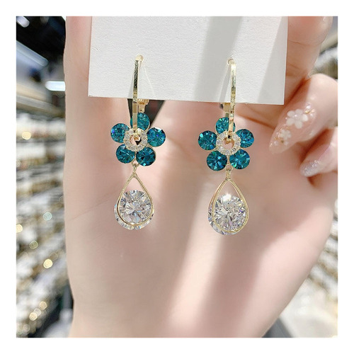 2 Pares De Pendientes Creativos De Cristal Con Forma De Flor