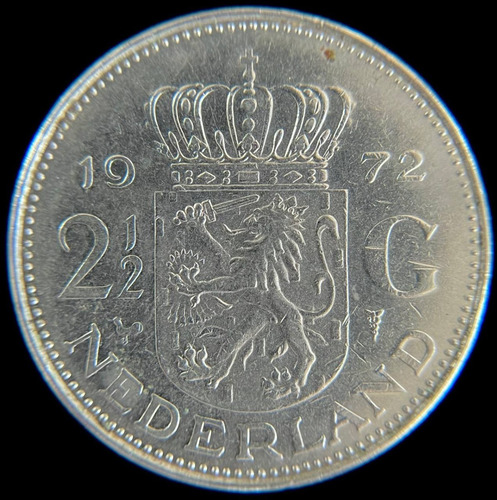 Paises Bajos, 2-1/2 Gulden, 1972. Guillermina. Vf+ (Usado)