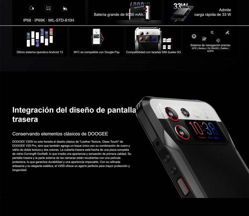 Doogee V20s - Resiste Golpes Agua, Amoled, Visión Nocturna