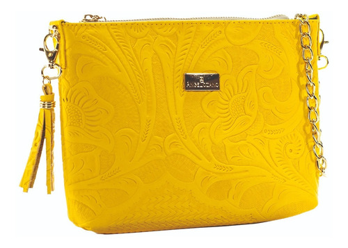 Imagen 1 de 2 de Bolsa D Piel Crossbody Con Grabado Tipo Cincelado Bolsa Dama