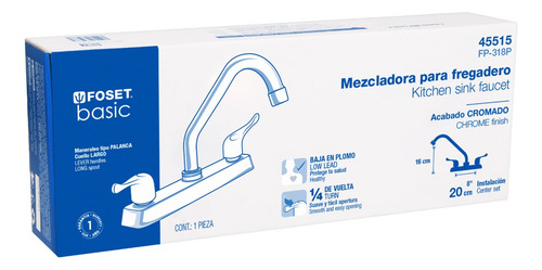 Mezcladora Plástico Fregadero. Curvo. Manerales Palanca