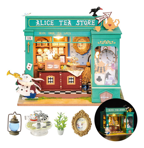 Rolife Kit De Casa En Miniatura De Bricolaje Alice's Tea Sto