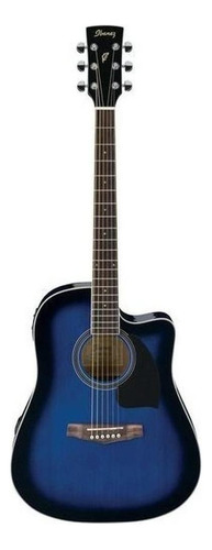 Guitarra acústica Ibanez PF15ECE para diestros transparent blue sunburst high gloss brillante
