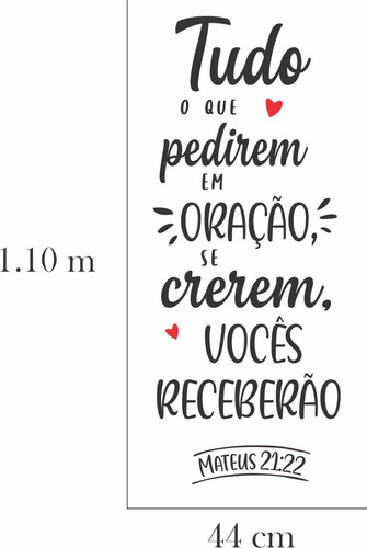 Adesivo Parede Fé Versículo Mateus 21:22 Tudo Que Pedirem