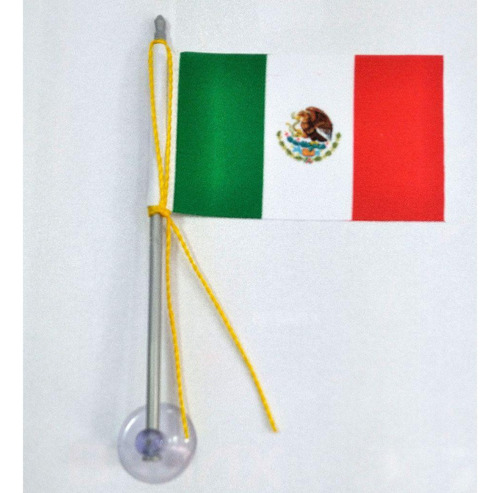 Mini Bandeira México Com Ventosa Poliéster (5,5cm X 8,5cm)