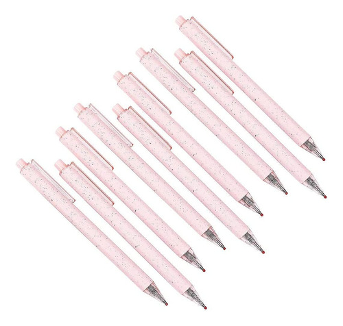 Cute Pink Pens Black Ink For Taking Note 12pcs Retractable E