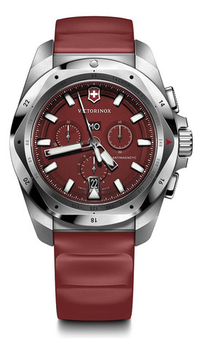 Reloj I.n.o.x. Chrono 43, Correa De Caucho Rojo, Victorinox Color De La Correa Rojo