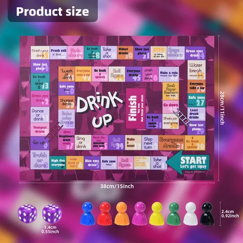 Juego De Mesa Para Beber Netanico Tipsy Con Alfombrilla De P
