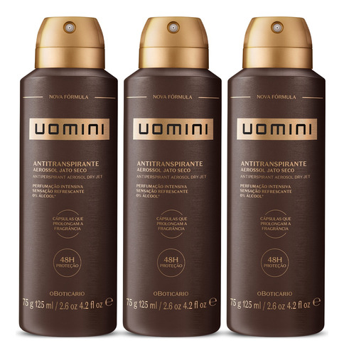 Kit Uomini: Desodorante Antitranspirante Aerossol 3x125ml 