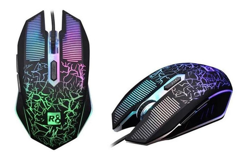 Mouse Para Jogo Gamer Rgb Preto Com 6 Botões 1600 Dpi