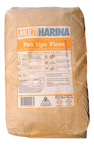 Multi Harina Premezcla Pan Tipo Viena Cañuelas X 25 Kg