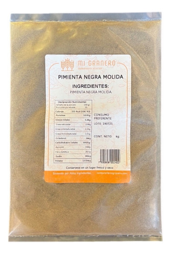 Pimienta Negra Molida Pura Premium 5 Kg