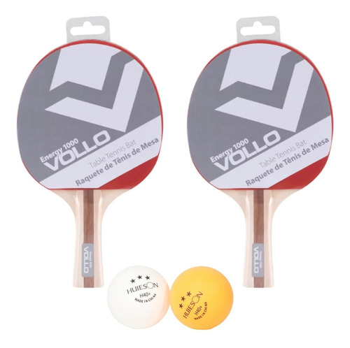 Kit 2 Raquetes Ping Pong + 2 Bolas Tênis De Mesa Oficial