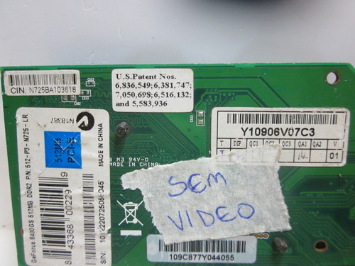 Defeito Placa De Vídeo Gf 8400gs 512mb Ddr2 Sem Vídeo (Usado)