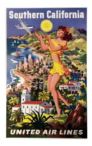 Lienzo Tela Canvas Anuncio Poster United Air Lines 80 X 50