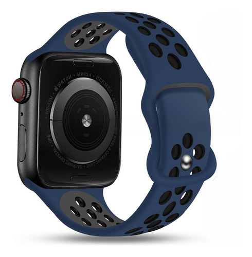 Correa Silicona Sport Dots Para Apple Watch Todas Las Series Azul Y Negro 42/44/45/46mm