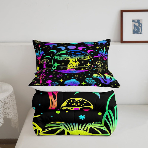 Jejeloiu Juego De Ropa De Cama De Hongos Boho Moon Sun Galax