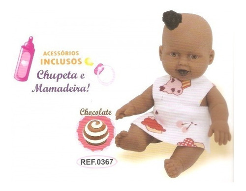 Boneca Xixuquinhos Chocolate Com Chupeta E Mamadeira Na Caix