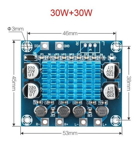 Placa Amplificadora De Potência De Áudio Estéreo 60w 2.0 3a