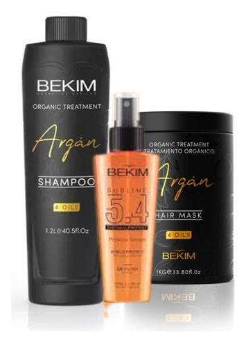 Shampoo Argan X 1.2 L+ Mascara Argan 1 Kg + Prot Termi Bekim