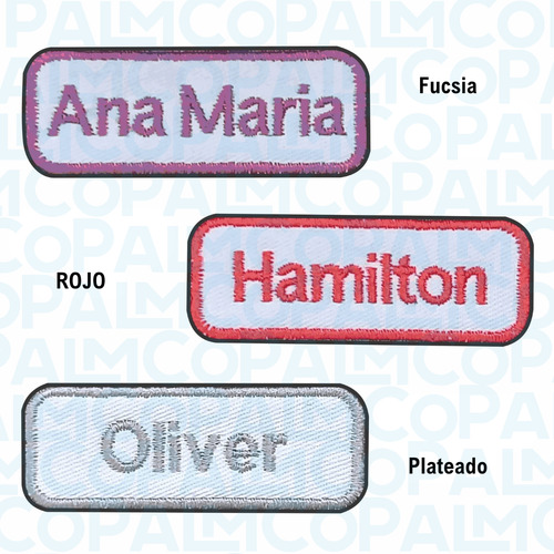 Parche De Nombre Bordado Personalizado Termoadherible Blanco Bordado 8.5 Cm