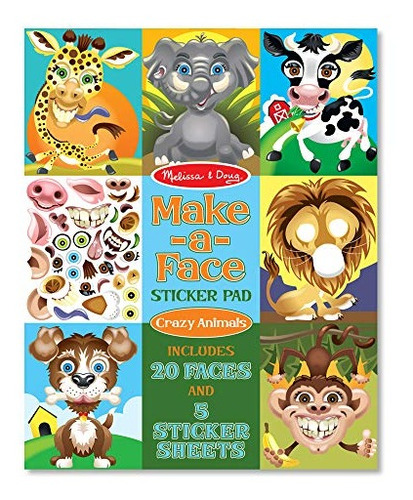 Almofada Adesiva Melissa Doug Makeaface Crazy Animals 20