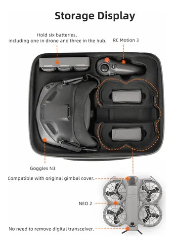 Estuche Rígido Para DJI NEO 2, Bolsa De Almacenamiento Con Compartimentos, Incluye Correa De Hombro, Protege Tu Dron Y Accesorios De Golpes Y Caídas
