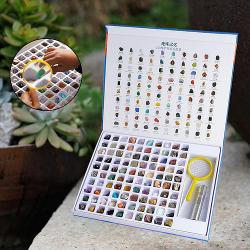 100 Unidades / Caixa Geologia Gem Kit Para Crianças Folha