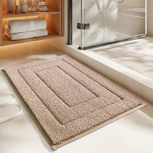 Alfombra Baño Microfibra Bajada Ducha Absorbente Beige Liso