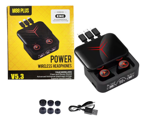 Auriculares M88 Plus Bluetooth 5.3 Micro Usb, Tipo C, Ios