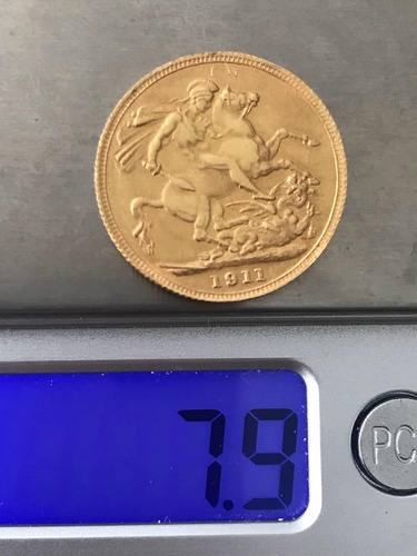 Moeda Inglesa Ouro Puro Maciça- 7.9 Gr. 1911. (Usado)