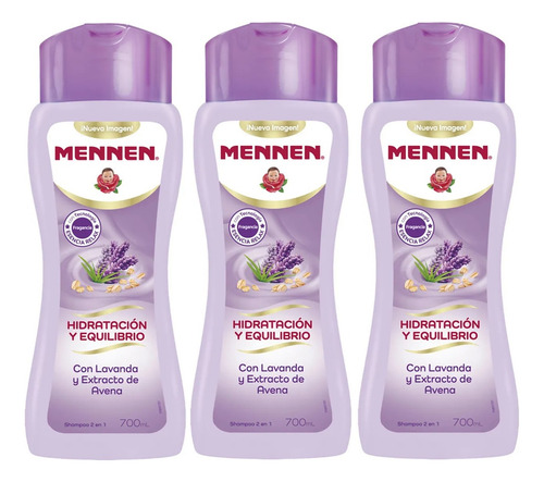 3 Shampoo Mennen Hidratación Y Equilibrio Lavanda 700ml