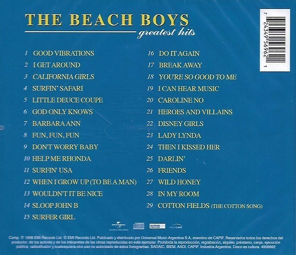 Cd The Beach Boys / Greatest Hits 29 Classic Hits (1998) Cuotas sin