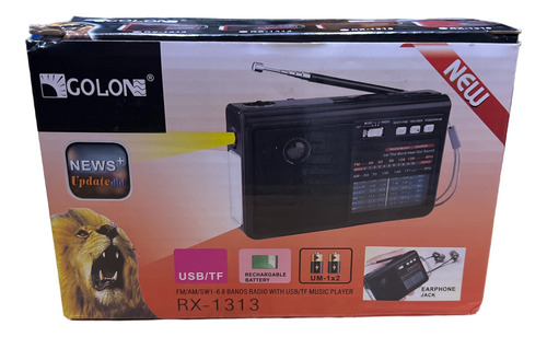 Radio Portátil Recargable Con Linterna 8 Bandas