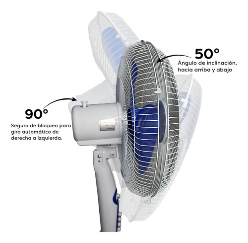 Kit 2 Ventiladores De Pedestal Silencioso 3 Aspas 17 Pulgada 43 Cm 110v Blanco Azul Plástico 3