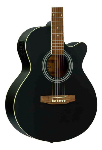 Guitarra Electroacústica Bamboo Stage Negra 40 Con Funda Color Negro Material del diapasón Nogal Orientación de la mano Diestro