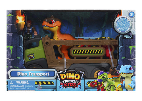 Set Infantil Camión Transportador +2 Dino Troops Kids Color Rojo Y Naranja